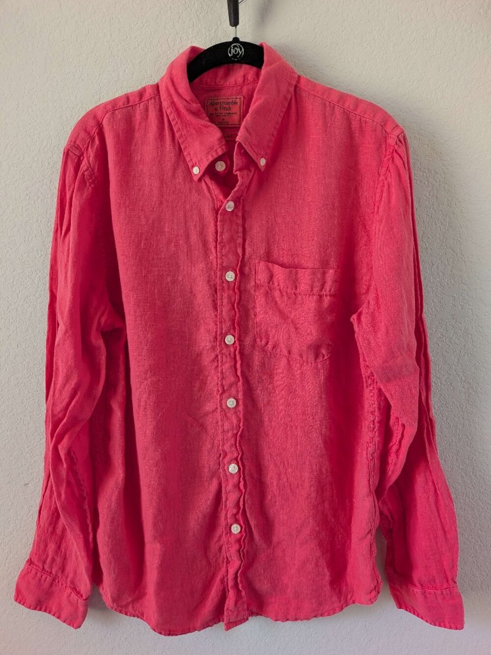 EUC -- Abercrombie & Fitch Linen Button Down Shirt - MED - Pink Red